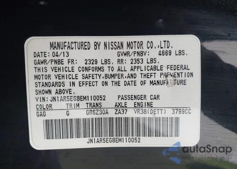 2014 Nissan Gt-R Track Edition z USA, uszkodzony, nr VIN JN1AR5EG8EM110052